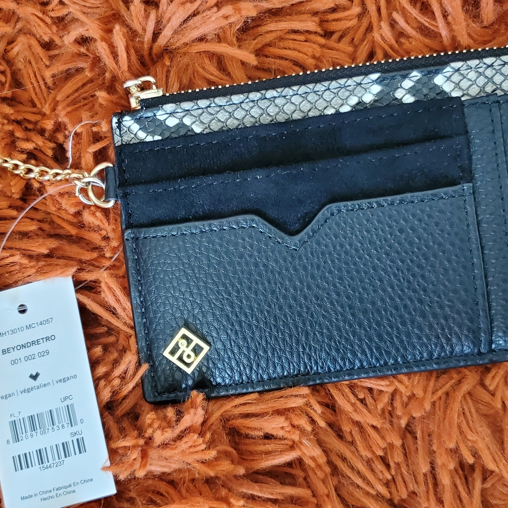 Rebecca Minkoff Black and Snake Print Card Holder